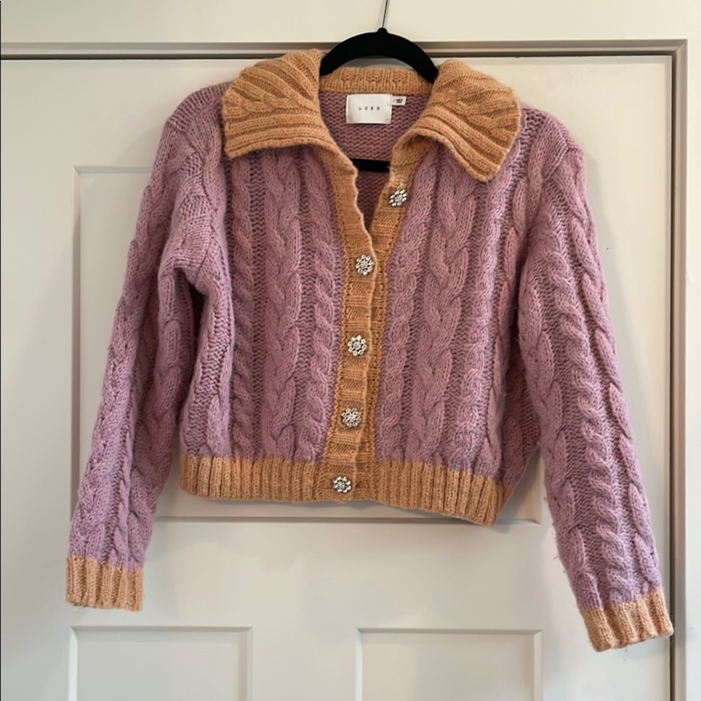 Lavender and orange Cable Knit small Sweater